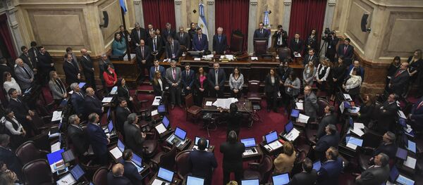 El Senado argentino durante el debate sobre la legalización del aborto - Sputnik Mundo