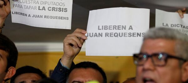 Opositores venezolanos protestan contra la detención del diputado Juan Requesens - Sputnik Mundo