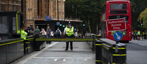 Los agentes de policía frente al Parlamento en Westminster, Londres - Sputnik Mundo