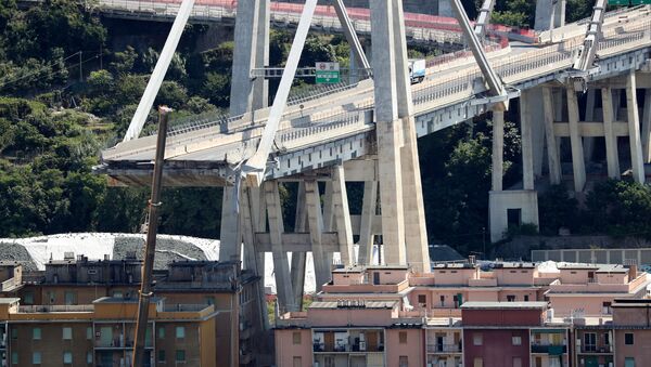 El puente colapsado Morandi, en Génova, Italia - Sputnik Mundo