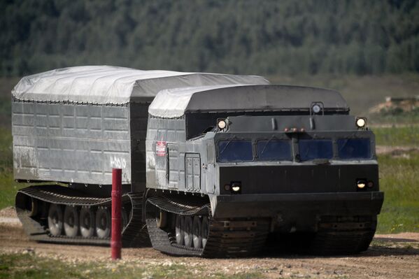 El todoterreno DT-10P es un vehículo de trasporte anfibio especializado en operar en condiciones extremas y de difícil acceso como pantanos, selvas y terrenos nevados o escabrosos - Sputnik Mundo