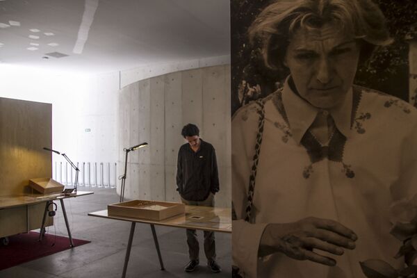 Agustín Fernández muestra la obra su tía abuela Alcira Soust, en el Museo de Arte Contemporáneo Agustín Fernández muestra la obra su tía abuela Alcira Soust, en el Museo de Arte Contemporáneo - Sputnik Mundo