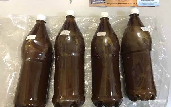 Botellas de ayahuasca halladas en las maletas de Eduardo Chianca Rocha Botellas de ayahuasca halladas en las maletas de Eduardo Chianca Rocha - Sputnik Mundo