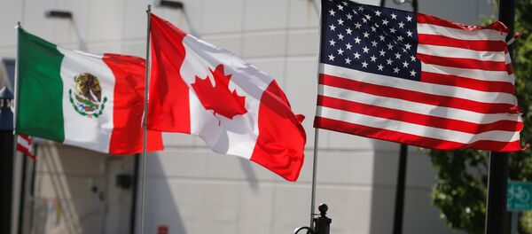 Banderas de México, Canadá y EEUU - Sputnik Mundo