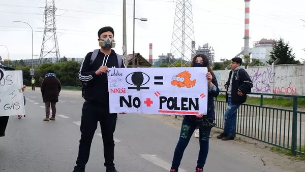 Movilización por la situación medioambiental y de salud de la población de Puchuncaví y Quintero, Chile.