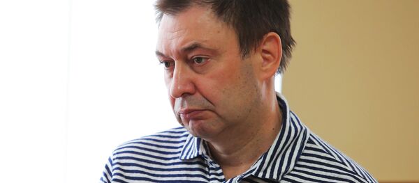 Kiril Vishinski, director del portal RIA Novosti Ukraina, en el tribunal de Jersón (Ucrania) Kiril Vishinski, director del portal RIA Novosti Ukraina, en el tribunal de Jersón (Ucrania) - Sputnik Mundo