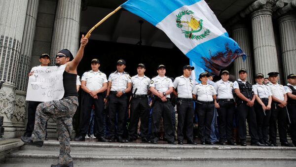 Un manifestante con la bandera de Guatemala - Sputnik Mundo