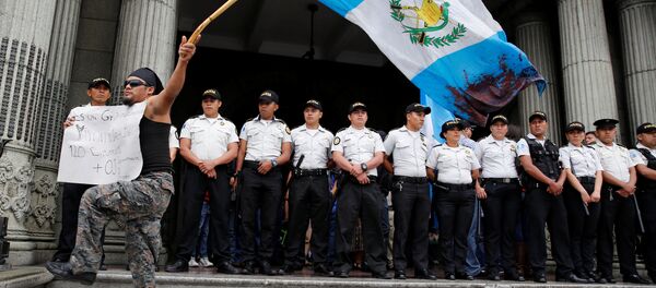 Un manifestante con la bandera de Guatemala - Sputnik Mundo