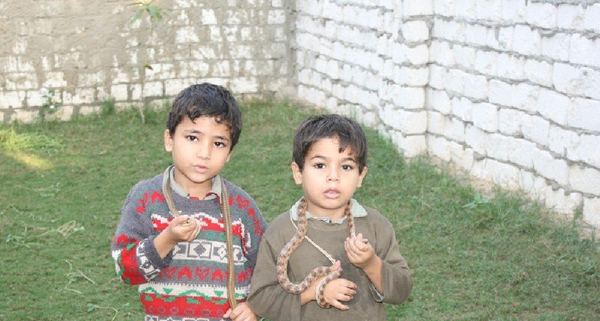 Niños jugando con las serpientes en la aldea de Abu Rawash, Egipto - Sputnik Mundo