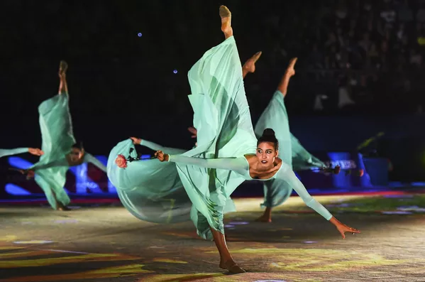 Las gimnastas el equipo nacional de Italia, en el concierto de gala del Mundial de gimnasia rítmica celebrado en Sofía (Bulgaria). Las gimnastas el equipo nacional de Italia, en el concierto de gala del Mundial de gimnasia rítmica celebrado en Sofía (Bulgaria). - Sputnik Mundo