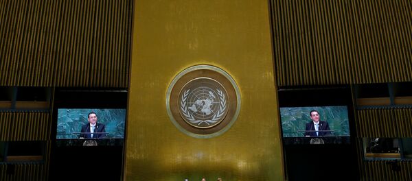 El presidente de Guatemala, Jimmy Morales, durante su discurso en la Asamblea General de la ONU - Sputnik Mundo