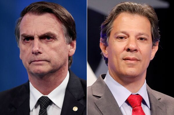 Jaír Bolsonaro (izda.) y Fernando Haddad (dcha.), los dos principales candidatos a la presidencia de Brasil Jaír Bolsonaro (izda.) y Fernando Haddad (dcha.), los dos principales candidatos a la presidencia de Brasil - Sputnik Mundo