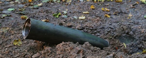 Un proyectil en un bosque en la provincia ucraniana de Chernígov - Sputnik Mundo