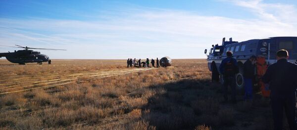 Cápsula de la nave Soyuz MS-10 tras el aterrizaje de emergencia Cápsula de la nave Soyuz MS-10 tras el aterrizaje de emergencia - Sputnik Mundo