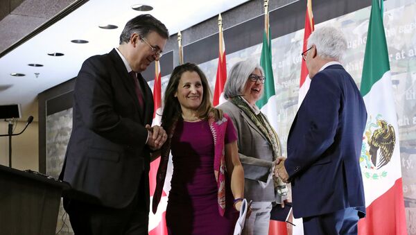 Marcelo Ebrard, Chrystia Freeland, Graciela Márquez y Jim Carr - Sputnik Mundo