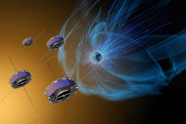 Cuatro naves espaciales magnetosféricas multiescala o MMS (ilustración artística) - Sputnik Mundo