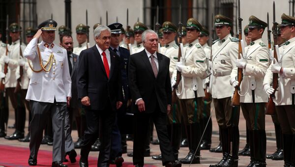 Sebastián Piñera, presidente de Chile y su homólogo de Brasil Michel Temer Sebastián Piñera, presidente de Chile y su homólogo de Brasil Michel Temer - Sputnik Mundo