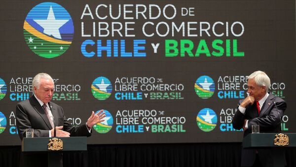 Michel Temer, presidente de Brasil y su homólogo de Chile Sebastián Piñera Michel Temer, presidente de Brasil y su homólogo de Chile Sebastián Piñera - Sputnik Mundo