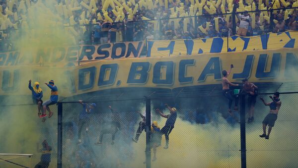 Los hinchas en el partido entre su equipo y River Plate en la final de la Copa Libertadores de América - Sputnik Mundo