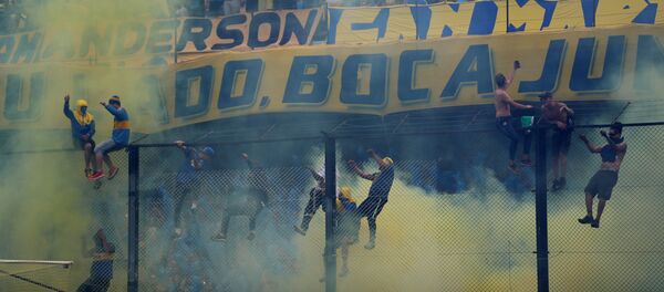 Los hinchas en el partido entre su equipo y River Plate en la final de la Copa Libertadores de América - Sputnik Mundo