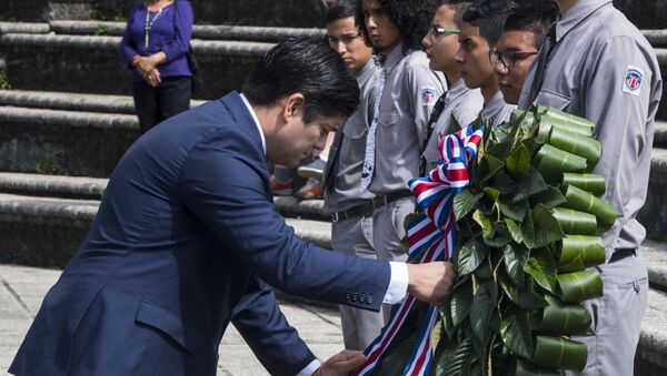 El presidente de Costa Rica, Carlos Alvarado, durante la conmemoración del 70 aniversario de la abolición del Ejército. - Sputnik Mundo