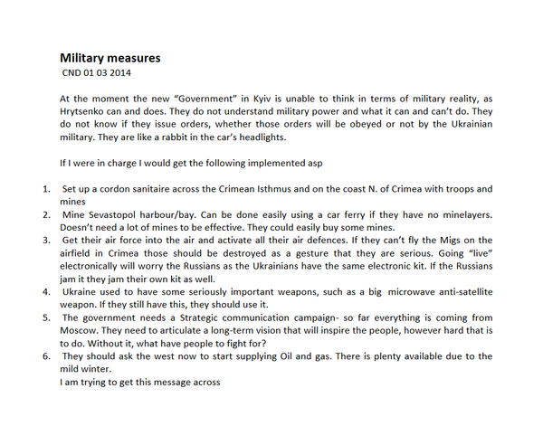 El documento titulado 'Propuestas de Donnelly para Crimea' que data del 2014  - Sputnik Mundo