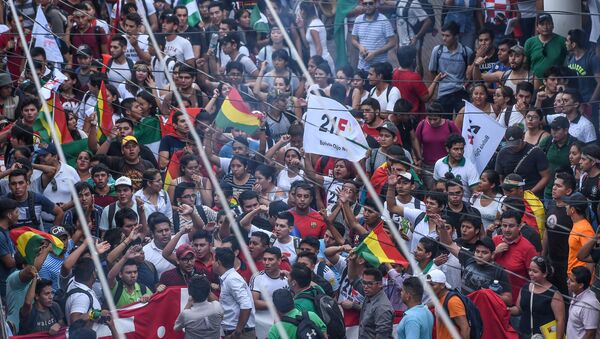Protestas contra el presidente boliviano, Evo Morales, en Bolivia - Sputnik Mundo