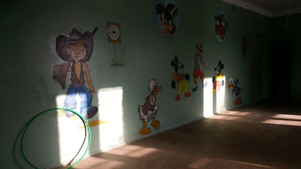 Paredes pintadas en uno de los edificios del pueblo Piramida en Svalbard - Sputnik Mundo