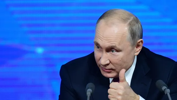El presidente de Rusia, Vladímir Putin, durante la gran rueda de prensa anual