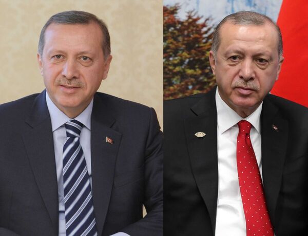 El actual líder turco, Recep Erdogan, en el 2009 / en el 2018 - Sputnik Mundo
