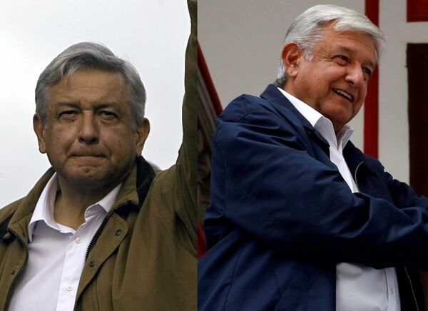 El actual presidente de México, Andrés Manuel López Obrador, en el 2008 y en el 2018 - Sputnik Mundo