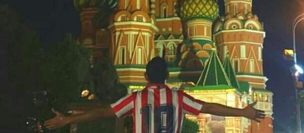 Bryan Badillo, hincha colombiano en Moscú (Rusia), durante el Mundial 2018 Bryan Badillo, hincha colombiano en Moscú (Rusia), durante el Mundial 2018 - Sputnik Mundo