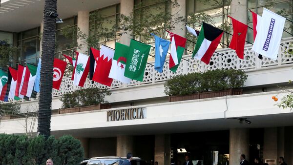 Las banderas de los países integrantes de la Liga Árabe - Sputnik Mundo
