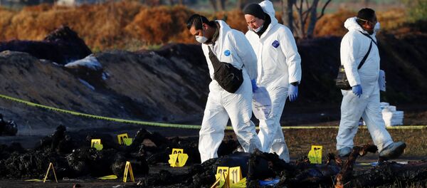 Técnicos forenses en el lugar de la explosión en Tlahuelilpan, México - Sputnik Mundo
