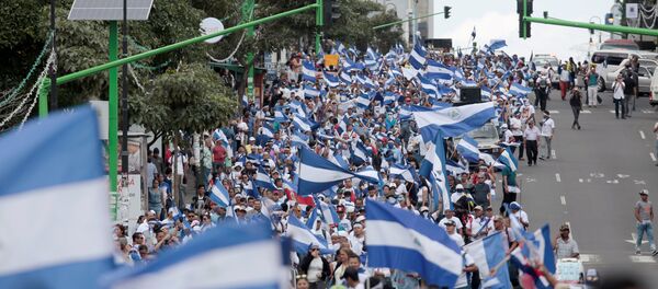 Las banderas de Nicaragua en una protesta - Sputnik Mundo