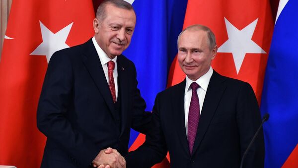 El presidente de Turquía, Recep Tayyip Erdogan, y el presidente de Rusia, Vladímir Putin - Sputnik Mundo