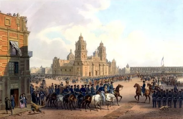 Ocupación de la Ciudad de México durante la guerra de EEUU-México, una pintura de Carl Nebel, 1851 Ocupación de la Ciudad de México durante la guerra de EEUU-México, una pintura de Carl Nebel, 1851 - Sputnik Mundo
