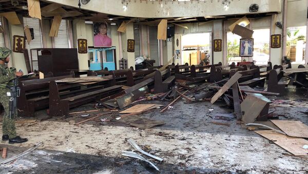 Lugar del atentado en Joló - Sputnik Mundo