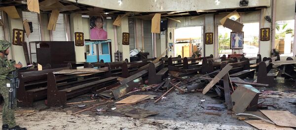 Lugar del atentado en Joló - Sputnik Mundo