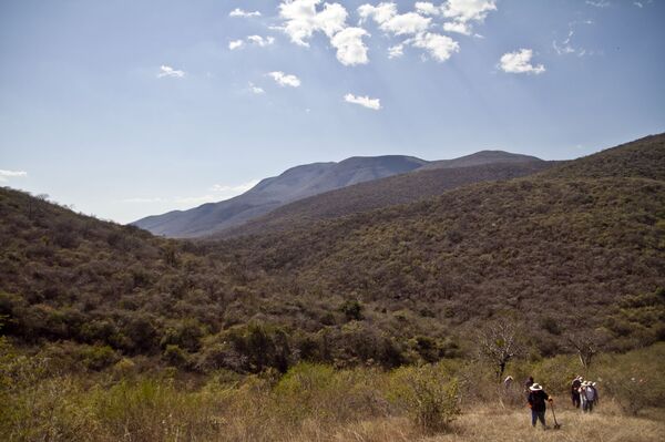 Iguala, Guerrero. Mujeres de la cuarta Brigada Nacional de Búsqueda de Personas Desaparecidas caminan en los cerros en busca de fosas clandestinas. - Sputnik Mundo