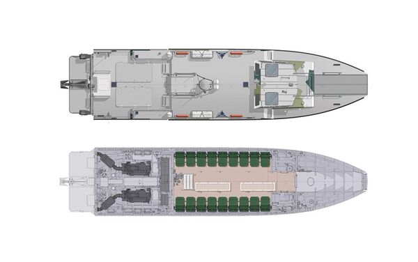 Esquema de la lancha de desembarco Kalashnikov BK-16, proyección superior - Sputnik Mundo
