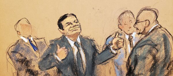 El Chapo Guzmán, dibujado en un esbozo de la corte que lo juzgó - Sputnik Mundo
