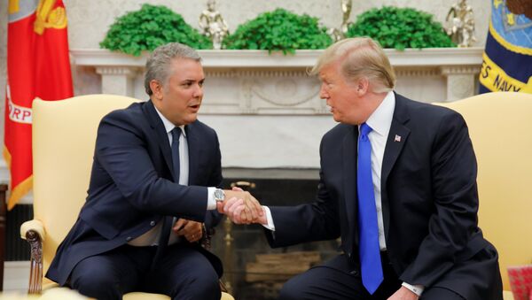 Iván Duque, presidente de Colombia y Donald Trump, presidente de EEUU Iván Duque, presidente de Colombia y Donald Trump, presidente de EEUU - Sputnik Mundo