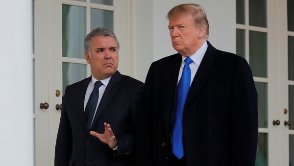 Iván Duque, presidente de Colombia y Donald Trump, presidente de EEUU Iván Duque, presidente de Colombia y Donald Trump, presidente de EEUU - Sputnik Mundo