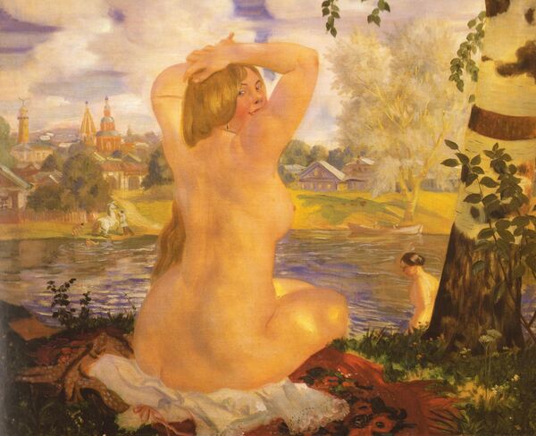 Borís Kustódiev 'La mijer que se baña' 1921 - Sputnik Mundo