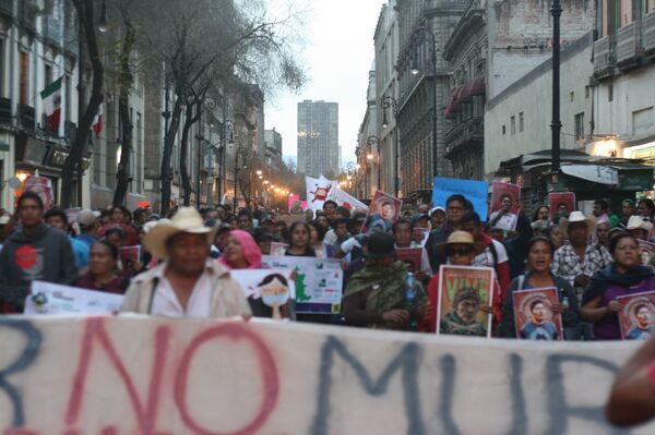 Marcha en Ciudad de México por Samir Flores, activista contra el Proyecto Integral Morelos asesinado a mediados de febrero. - Sputnik Mundo