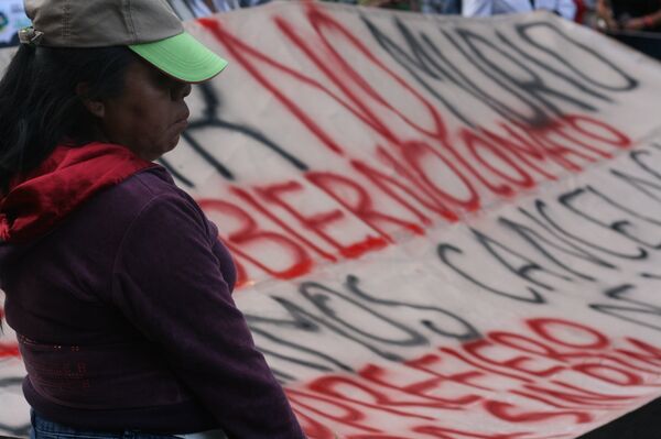 Marcha en Ciudad de México por Samir Flores, activista contra el Proyecto Integral Morelos asesinado a mediados de febrero. - Sputnik Mundo