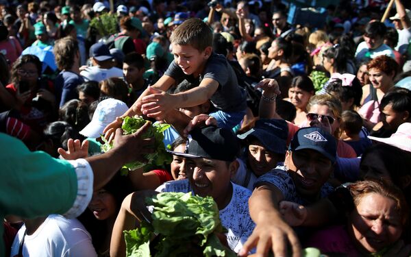 El verdurazo, la protesta de la Unión de Trabajadores de la Tierra en Buenos Aires El verdurazo, la protesta de la Unión de Trabajadores de la Tierra en Buenos Aires - Sputnik Mundo