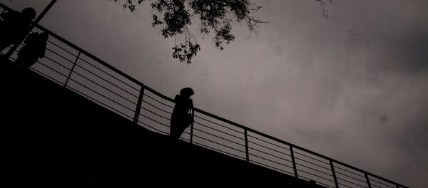 Maestro de la UNAM parada en un puente de la Facultad de Veterinaria de la UNAM. - Sputnik Mundo