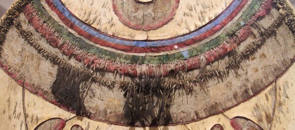 Chimalli expuesto en el Museo Nacional de Historia de México. Escudo utilizado para ceremonias de la cultura mexica durante el post clásico tardío. - Sputnik Mundo